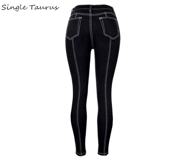 

england fashion slim jeans women pleated spliced denim high waist elasticity skinny pencil pants black push up pantalon femme8521959, Blue