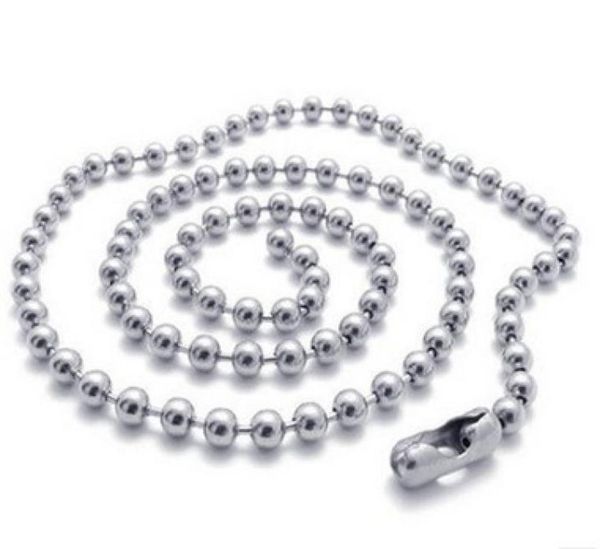 

100pcs 24mm 50cm 60cm 70cm silver tone ball beads beaded necklace chain 1365052