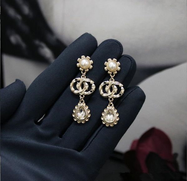 

dangle & chandelier european and american luxury jewelry brands, new flower elements, water drop gemstones, and long earrings embedded in ge, Silver