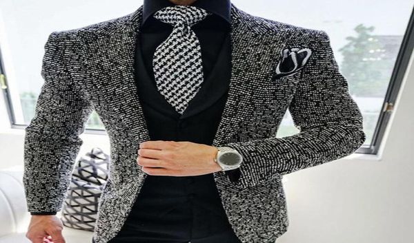 

notched lapel slim european men039s blazer slim fit business formal wedding jackets coat male fashion plaid mens casual blazer 5578631, White;black