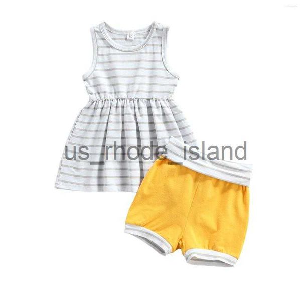 

clothing sets clothing sets 1-6 y 2 pieces kids suit set girls striped round neck sleeveless dress short pants for toddler simple stylish ca, White