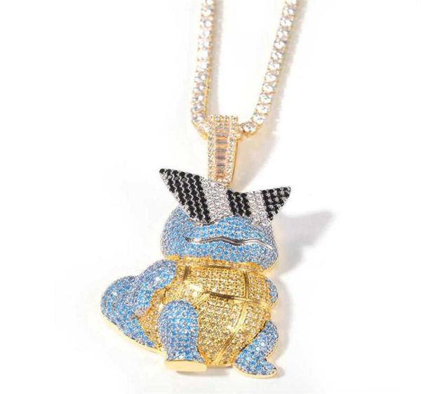 

men hop hip ice out anime turtle pendant with tennis chain bling necklace trendy hiphop street jewelry drop h0918246w1816873, Silver