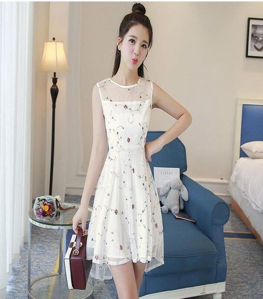

korean embroidery lace vest elegant perspective european root yarn sleeveless dress short before the long tuxedo fashion flare4024676, White;black