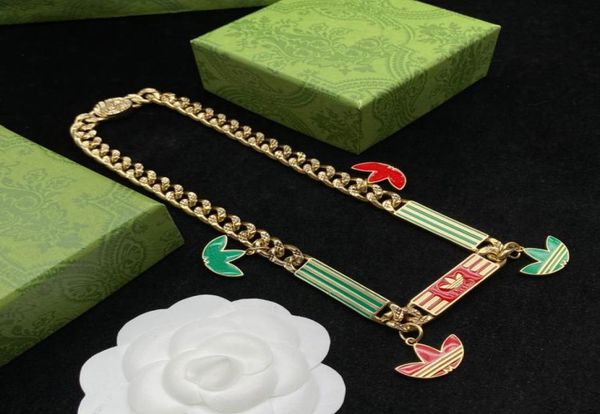 

2022 new fashion vintage brass enamel designer necklaces for charm women jewelry gift 636368, Golden;silver