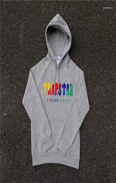 

men039s hoodies embroidered hoodie rainbow towel plush high street leg zipper casual pants set fashion5763085, Black
