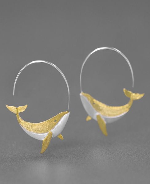 

inature 925 sterling silver fashion personality whale hoop earrings for women jewelry 2208166871787, Golden