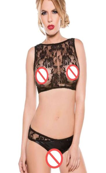 

black floral lace sleepwear transparent see through lingerie set night underwear women sweet intimates6518832