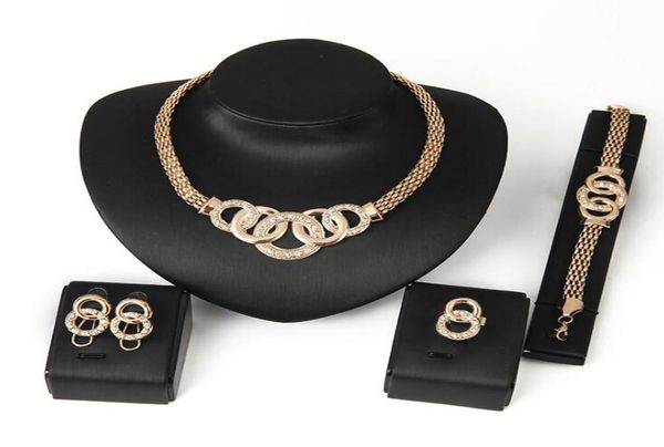 

brand new exaggerated large necklace fashion round necklace bracelet earrings ring party costume jewelry set whole7042270, Golden;silver