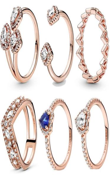 

2021 spring pandora ring 925 sterling silver rose golden love shaped hollow out gem rings original fashion diy charms jewelry for 5516367, Slivery;golden