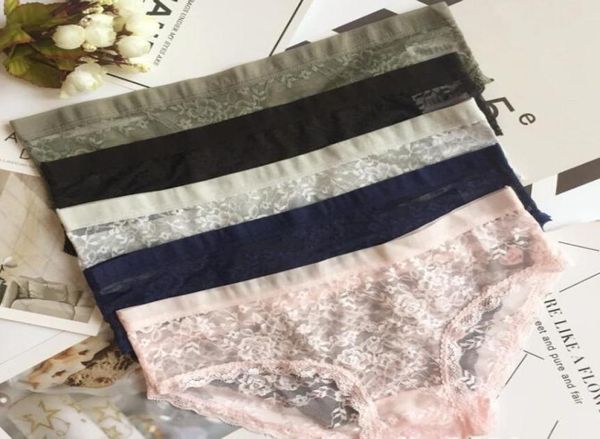 

women lace underwears 5 colors see through panties cross elastic wasit solid panties size female briefs5376448, Black;pink
