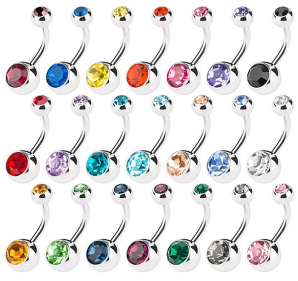 

50pcs mix body jewelry piercings 316l medical stainless steel navel ring belly button ring charms accessory 8colors6097695, Silver