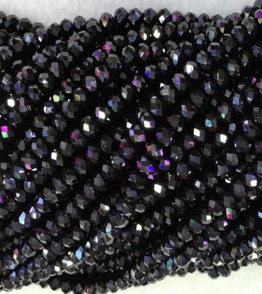 

whole natural genuine black spinel hand cut faceted rondelle loose small beads diy jewelry necklaces or bracelets 16quot 0414240785