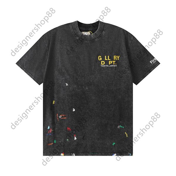 

men's t-shirts designer gellary dapt tokyo american high street wash old graffiti speckle print loose round neck short sleeve t-shirt f, White;black