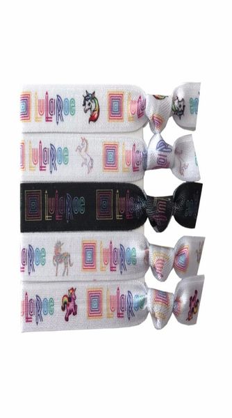 

200pcs lularoe hair tie unicorn print elastic hair band 58quot fold over elastic pony tails holder girls hair band bra1345742, Golden;silver
