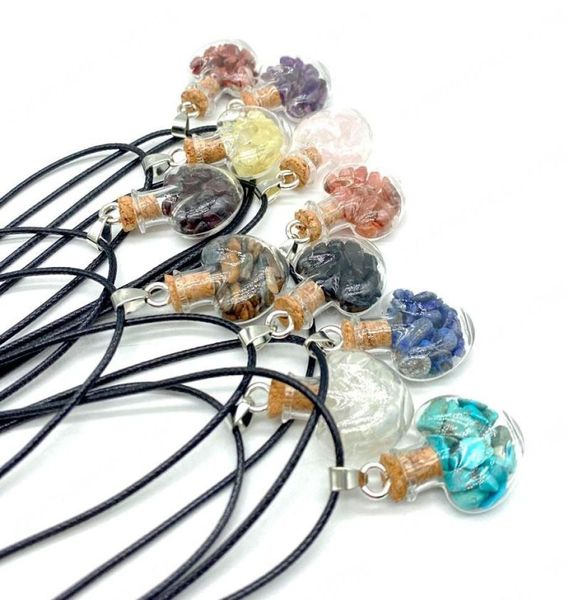 

handmade natural crystal stone glass bottle heart pendant necklaces for women girl party club decor fashion jewelry3587913, Silver