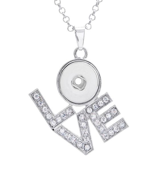 

noosa 18mm chunks snap button pendant crystal rhinestone love heart ginger snap charm for necklace interchangeable jewerly making1331826, Silver