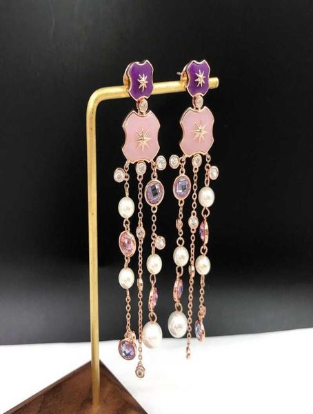 

fashion jewelry 925 sterling earrings white crystal tassel design tassel pearls earrings fashion party women jewelry4055214, Golden;silver