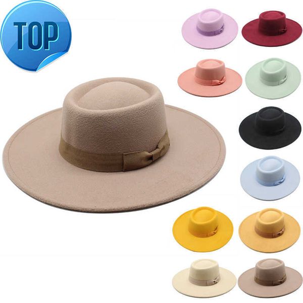 

elegant new arrival wool fedora hats womens fedora hats wide brim with ribbon 9.5cm brim 100% wool hat, Blue;gray