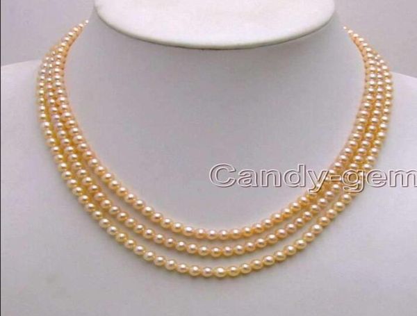 

real fine 3strand natural 67mm pink pearls unite necklace 17quot18quot19quot5862954, Black
