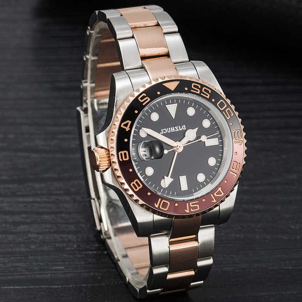 

mens watch automatic mechanical watches 40mm all stainless steel business wristwatch strap adjustable montre de luxe self wind fashion wrist, Slivery;golden