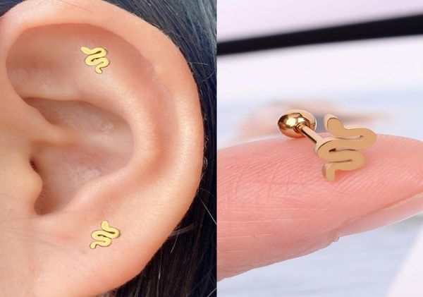 

1pcs stainless steel mini stud earrings heart star moon cross butterfly helix cartilage tragus lobe ear piercing jewelry9500164, Golden;silver