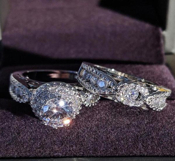 

cluster rings 2021 luxury 925 sterling silver wedding ring set for women lady anniversary gift drop black friday r50809099655, Golden;silver