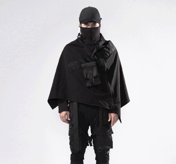 

pupil travel techwear cape tactical poncho cyber style cloak8672020, Tan;black