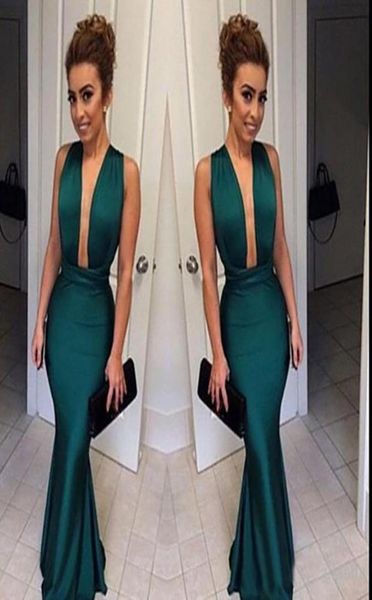 

simple dark green mermaid prom dresses with deep v neck backless floor length formal evening party gowns custom made dr8413717, Black;red