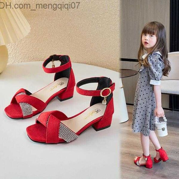 

sneakers girls' sandals summer fashion children's sandals girls' low high heels casual princess leather shoes pearl party sho, Black;red
