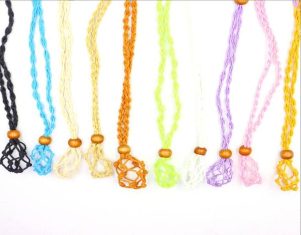 

handmade rope knot net gemstone stone holder necklace multi color choice4335651, Silver