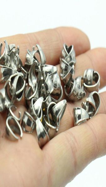 

factory whole 200pcs silver tone stainless steel connector pendant hook printing pinch bail clip clasp jewelry fi63226734165