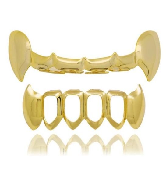 

hip hop smooth halloween dentures grillz real gold plated rappers dental grills cool jewelry golden silver rose gold black7259657, Black