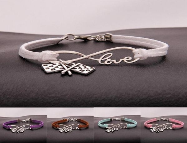 

10pcslot infinity love 8 bracelet flagcheckered flag charm pendant womenmen simple braceletsbangles jewelry gift a1387059139, Golden;silver