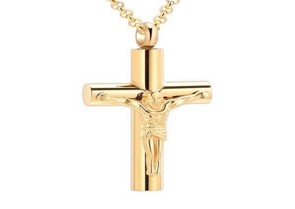 

ijd11129 jesus cross ashes pendant gold plating memorial urn casket stainless steel cremation jewelry engravable7918972, Silver