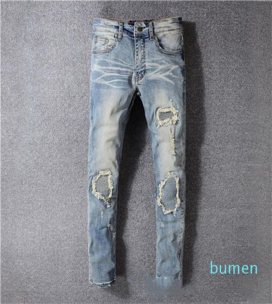 

2021 designer mens jeans motocycle holesluxury denim men fashion streetwear men039s clothing designer pants5563426, Blue