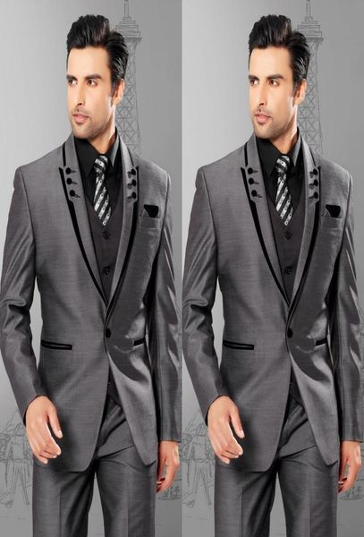 

handsome gray groom tuxedos men evening dress toast suit man work business suitjacketpantsvesttie no9115628184, Black;gray
