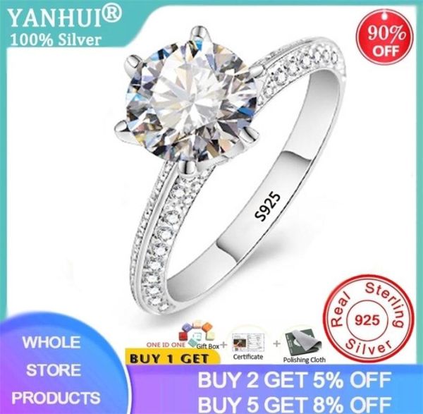

yanhui luxury 20ct lab diamond wedding engagement rings for bride 100 real 925 sterling silver rings women fine jewelry rx279 207442626, Golden;silver