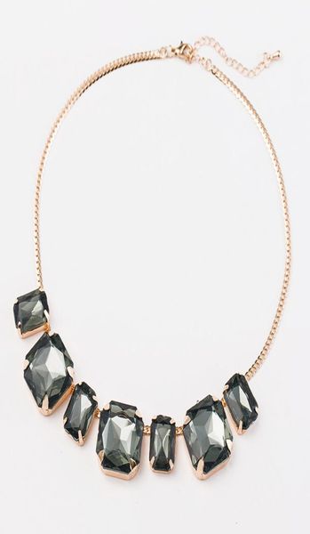 

new luxury charm women crystal choker necklace jewelry goldcolor big leaf bib chunky statement maxi necklace n0226408069, Black