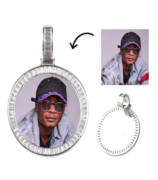 

personalized picture po pendant necklace for women men memory round pendant necklace with tennis chain7176949, Silver