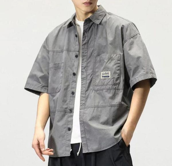 

men039s casual shirts men cargo shirt harajuku men39s summer short sleeve 2022 american retro tshirt loose multi pockets ca8418722, White;black