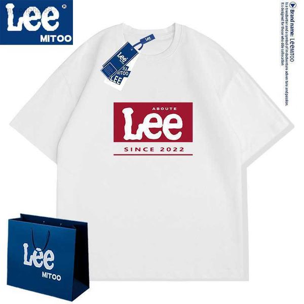 

men's t-shirts lee mitoo summer new short sleeve loose cotton neck couple e70f, White;black