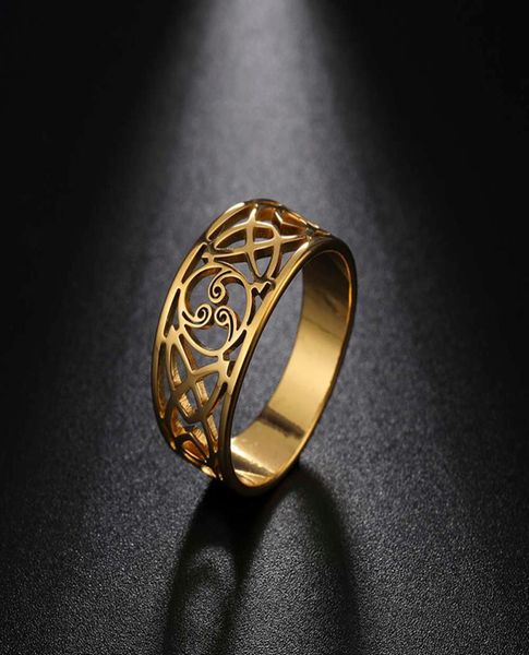 

unift vintage hollow irish celtic ring rvs nordic jewelry for men supernatural amulet accessories poison3538503, Golden;silver