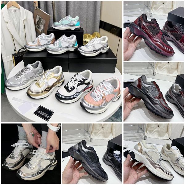 

designer running shoes luxury women sports casual shoes channel shoe new ccity sneaker woman trainer sdfsf fabric suede effect calfskin nylo, Black