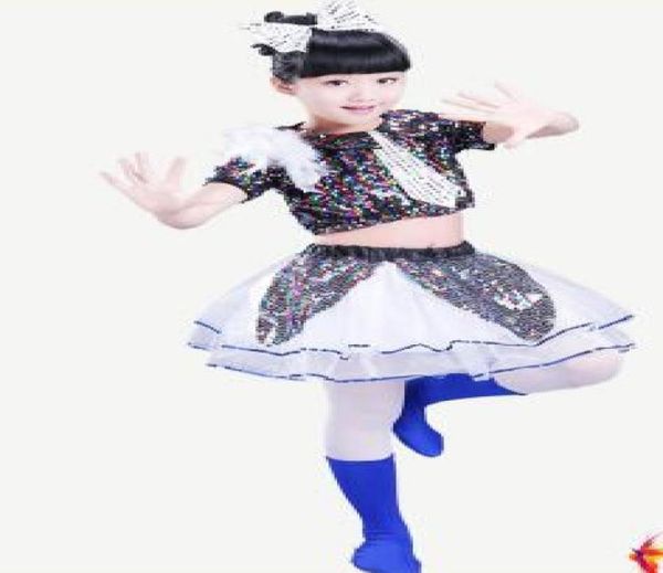 

2018 new style children cosplay peacock animal perform clothing boys and girls sequins dance conjoined clothes4200317, Black