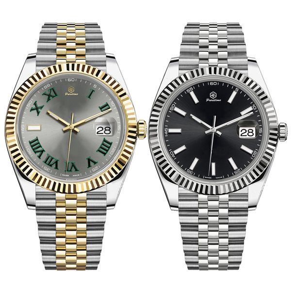 

mens watch designer watch man watch fashion wristwatches business wristwatch rhodium wimbledon mint green 41mm 2813 auto movement stainless, Slivery;golden