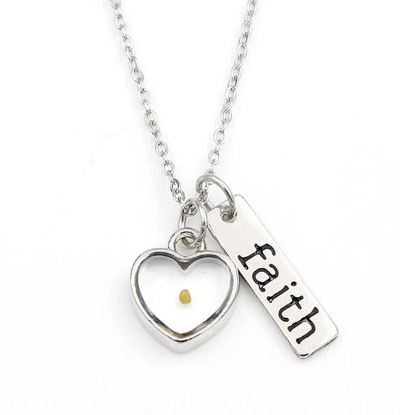 

pendant necklaces villwice faith as small a mustard seed necklace stainless steel chain christian inspirational jewelry gift5282490, Silver