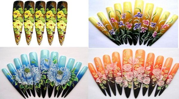 

120pcs 7cm9cm super long sharp stiletto false tips half tips nail art salon acrylic false nail tips white clear natural4693137, Red;gold