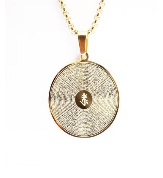 

titanium steel buddhism gold round pendant necklace faith men women supplies sanskrit shurangama mantra amulet jewelry3722116, Silver