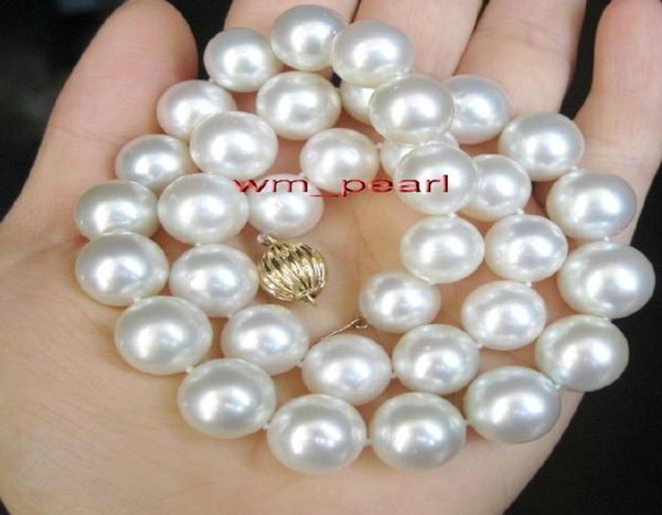 

fine pearl jewelry 17quot1314mm real natural round south sea white pearl necklace 14k gold9338927, Silver