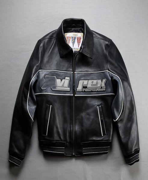 

black men039s baseball leather bomber jackets avirex air force flight suit thick embroidery eagle6283322, Black;brown